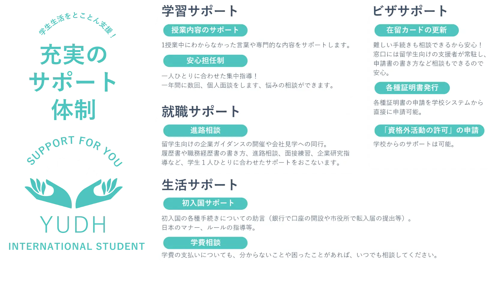 充実のサポート体制